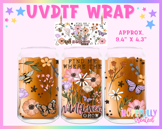 Wildflowers UVDTF Glass Can Wrap