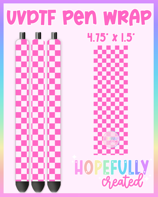 Pink Checker (Small) UVDTF Pen Wrap