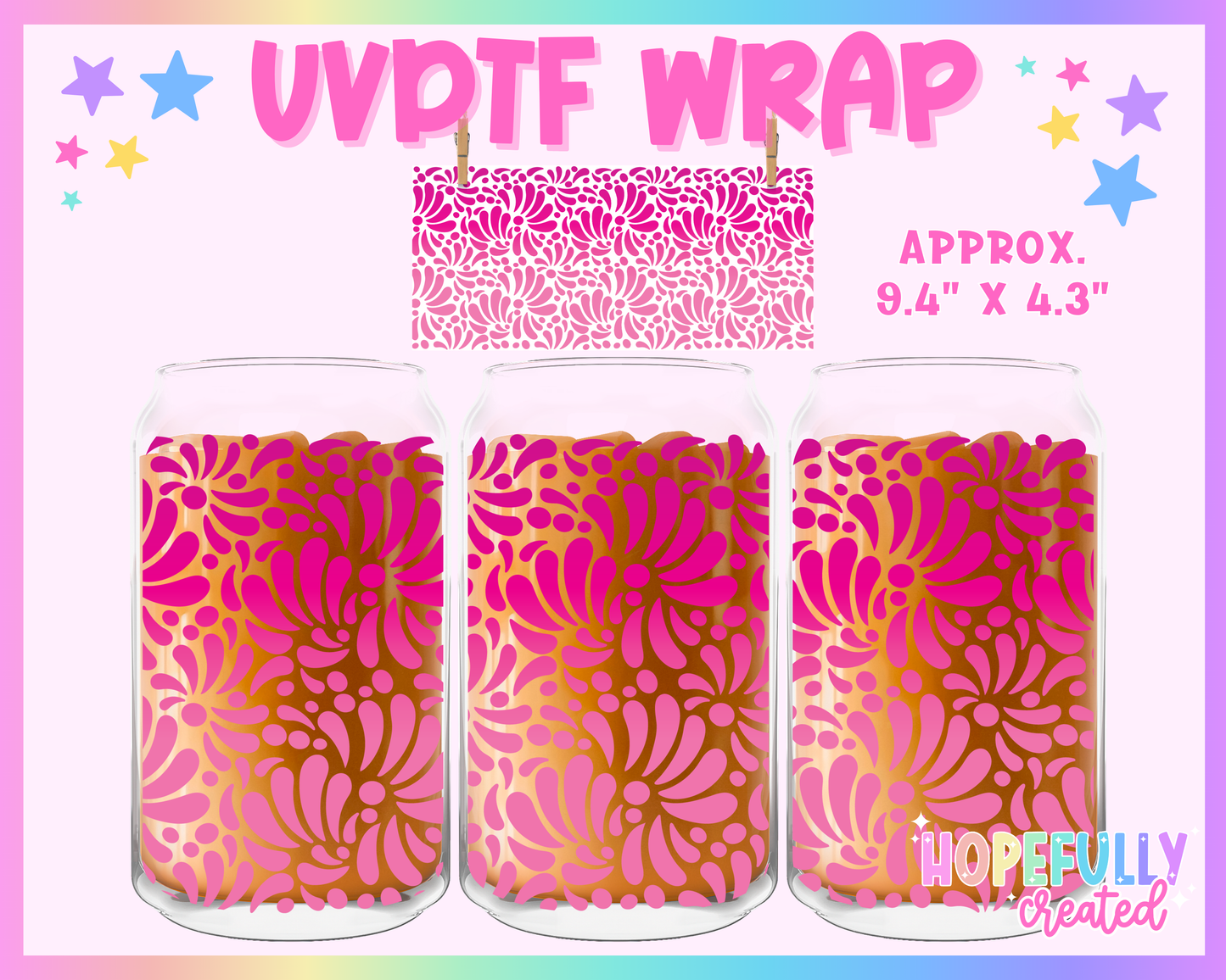 Pink Ombre Talavera UVDTF Glass Can Wrap