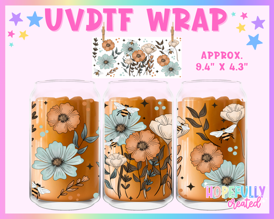 Floral UVDTF Glass Can Wrap