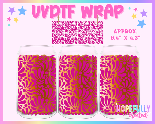 Hot Pink Talavera UVDTF Glass Can Wrap