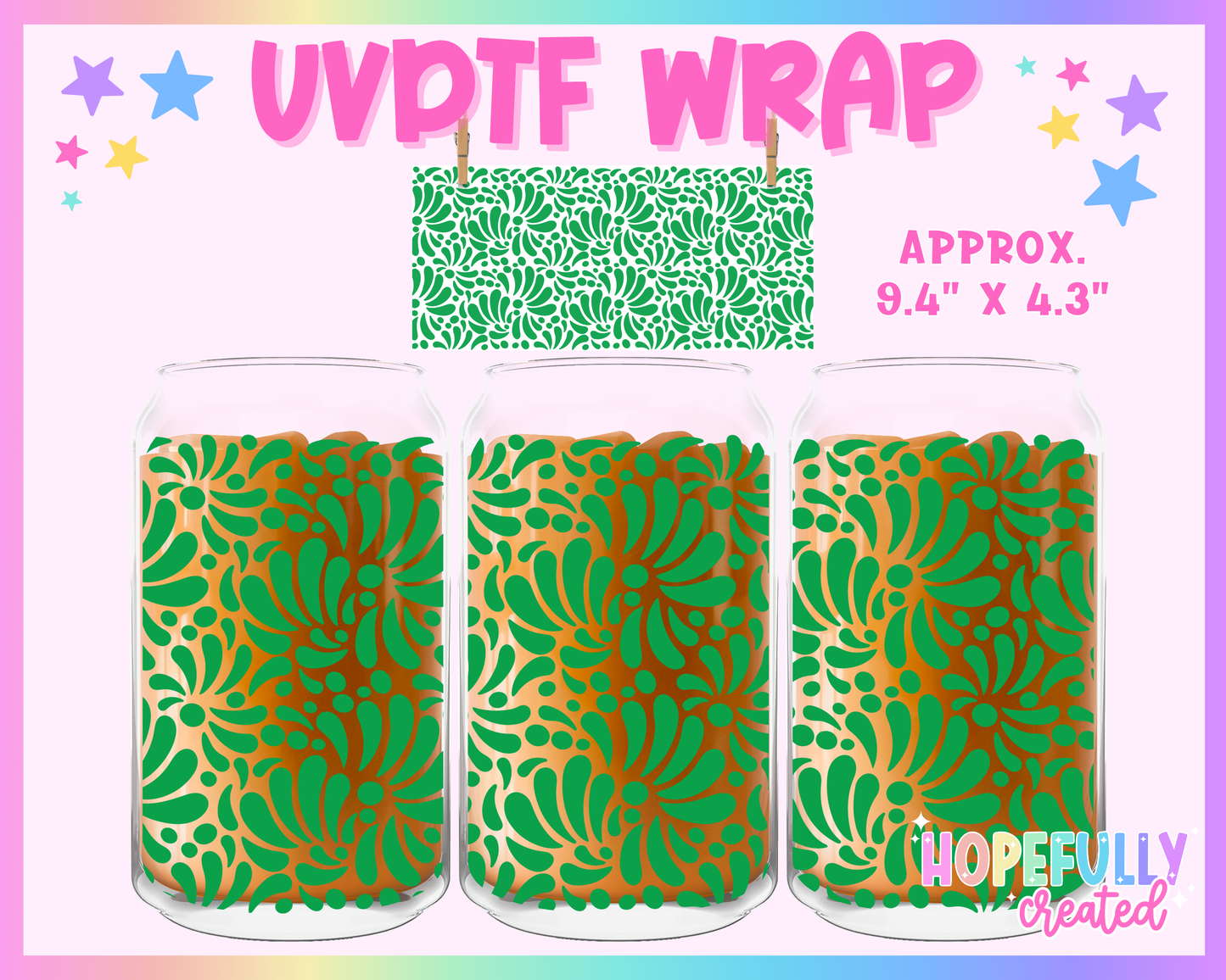 Green Talavera UVDTF Glass Can Wrap