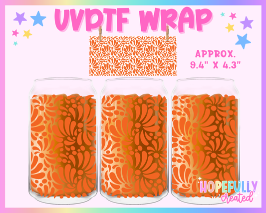 Orange Talavera UVDTF Glass Can Wrap
