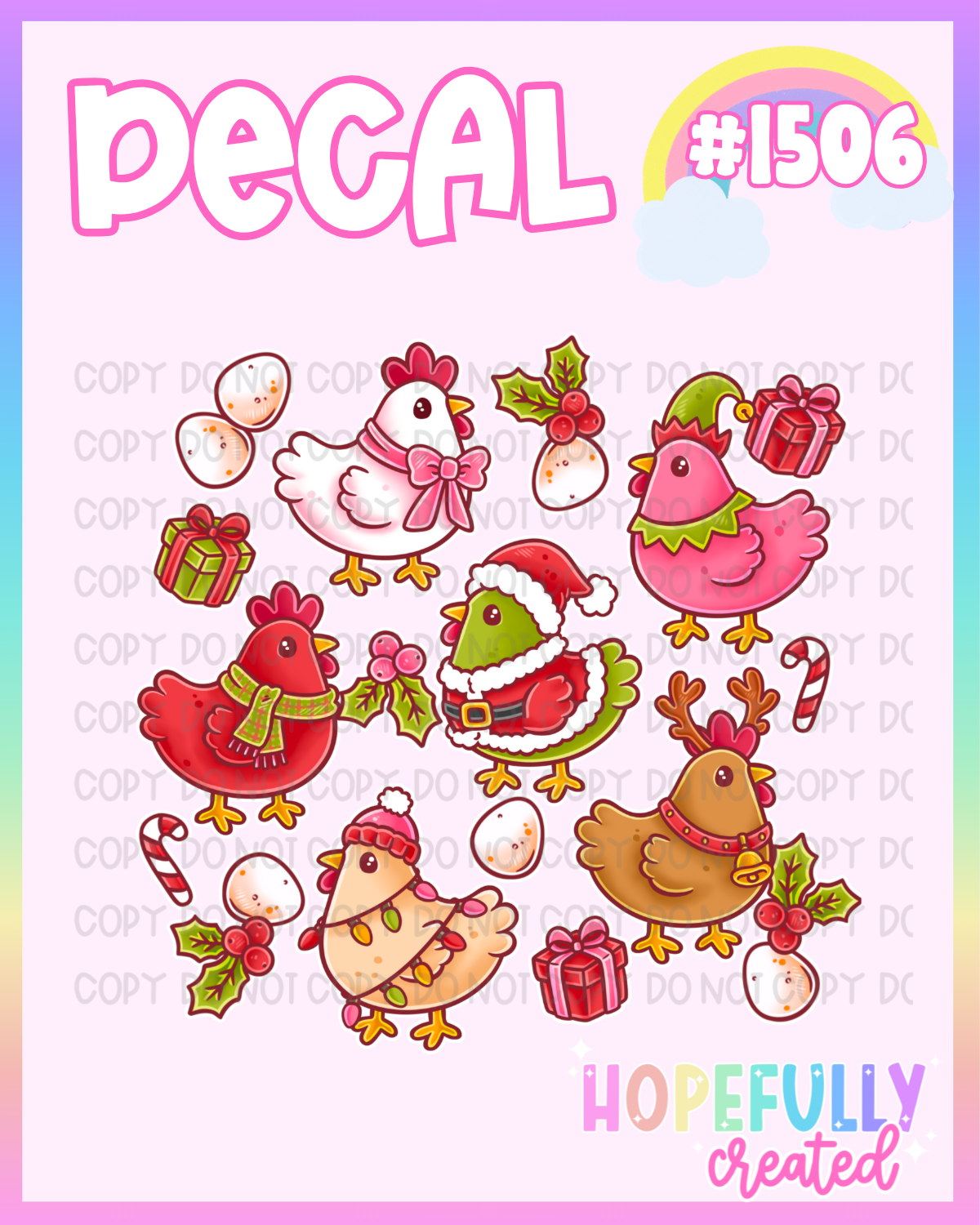 Christmas Chickens Decal-1506