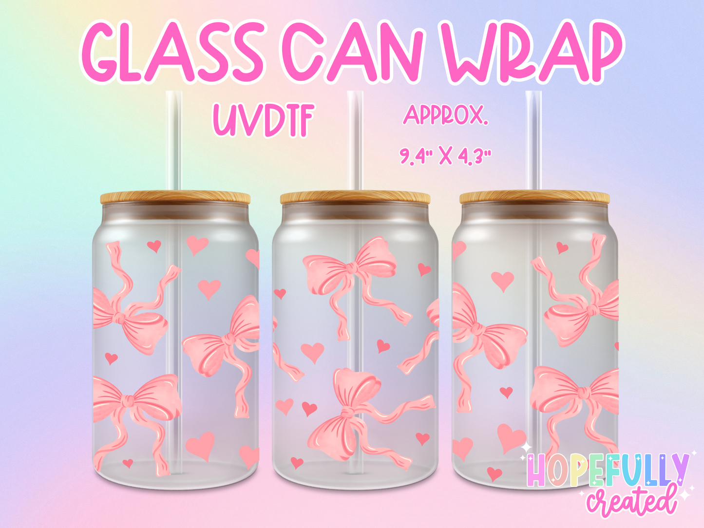 Pink Bows UVDTF Glass Can Wrap