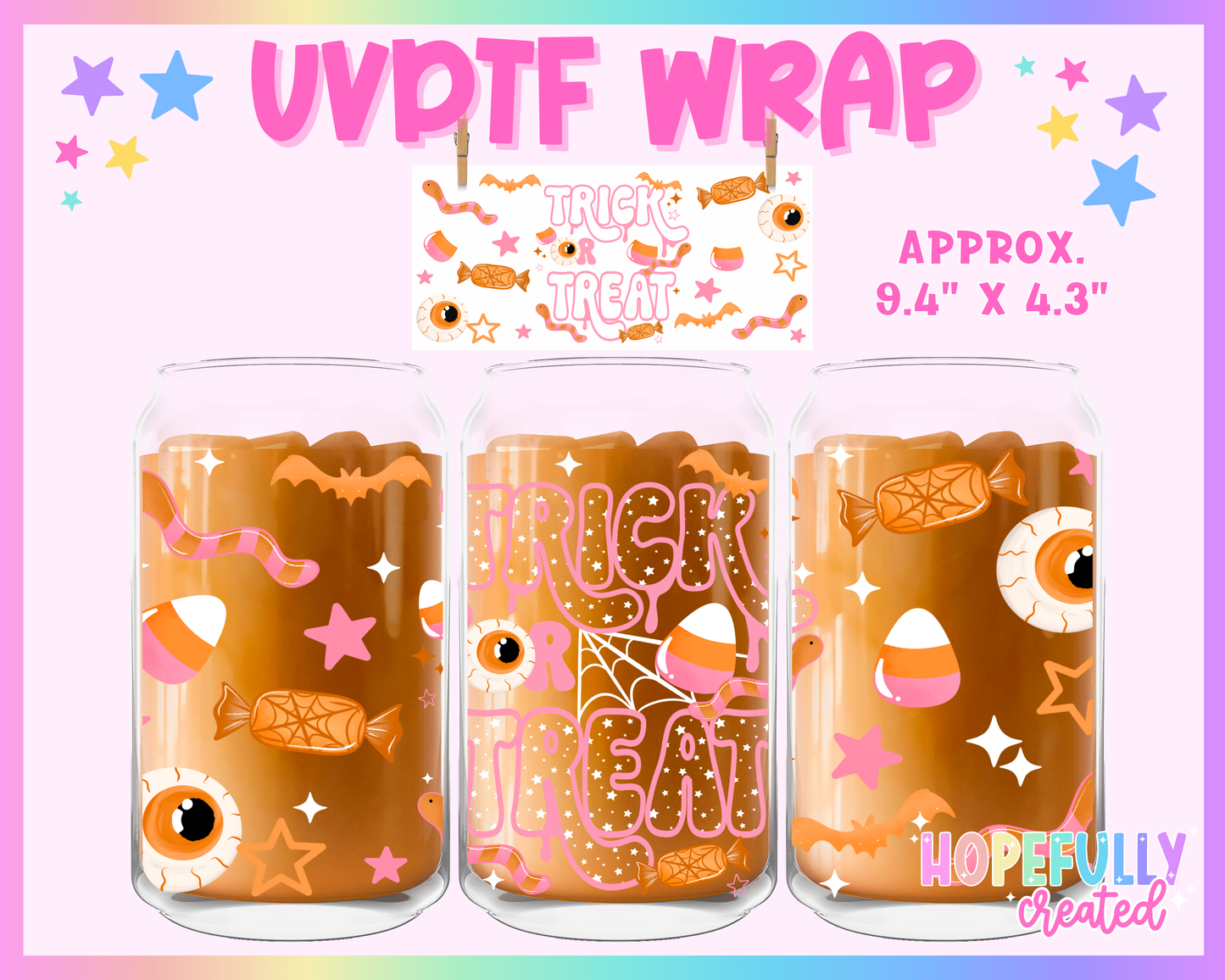 Trick or Treat UVDTF Glass Can Wrap