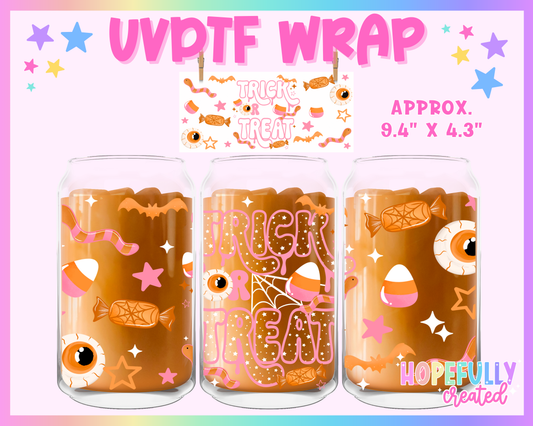Trick or Treat UVDTF Glass Can Wrap