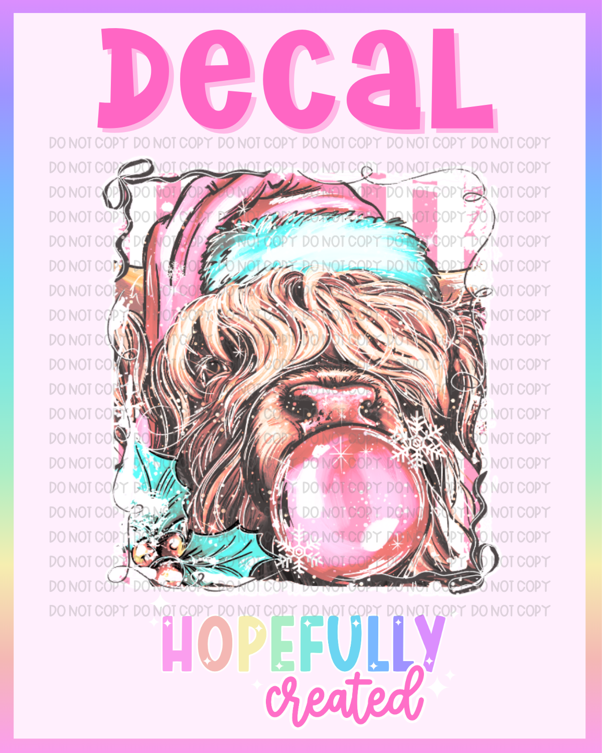 Christmas Cow Decal-1132