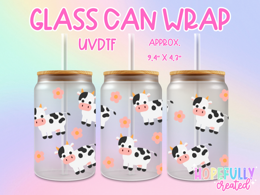 Cow UVDTF Glass Can Wrap
