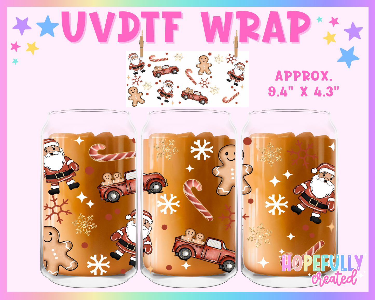 Santa Truck UVDTF Glass Can Wrap