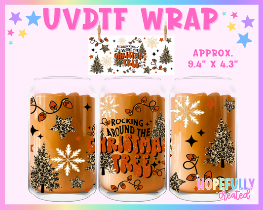 Rockin' around the Tree UVDTF Glass Can Wrap