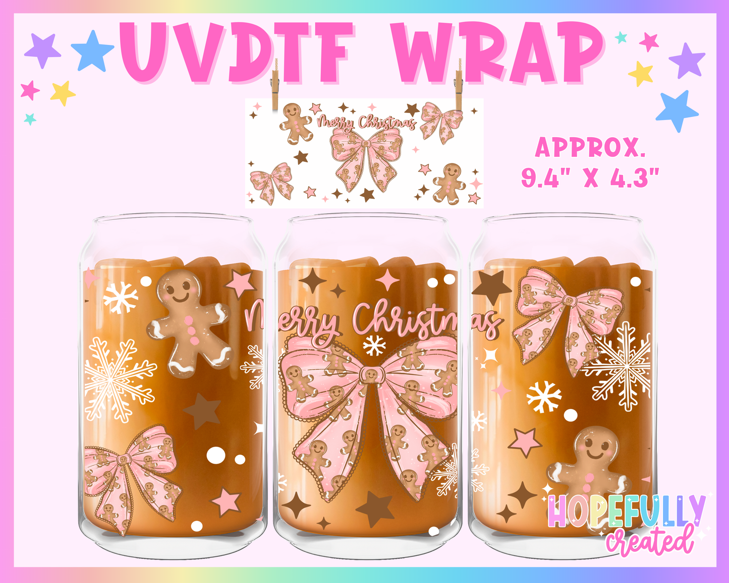 Gingerbread Bow UVDTF Glass Can Wrap