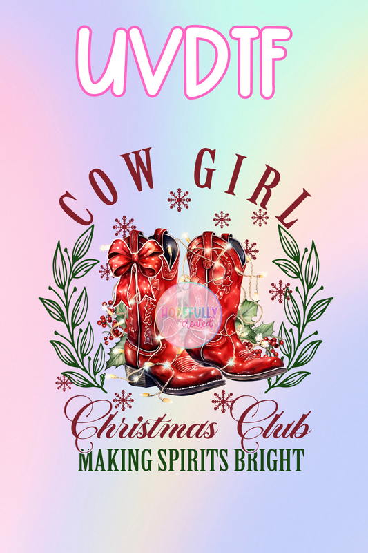 Cowgirl Christmas Club UVDTF Decal