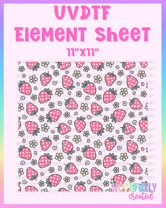 Strawberry Doodle UVDTF Element Sheet