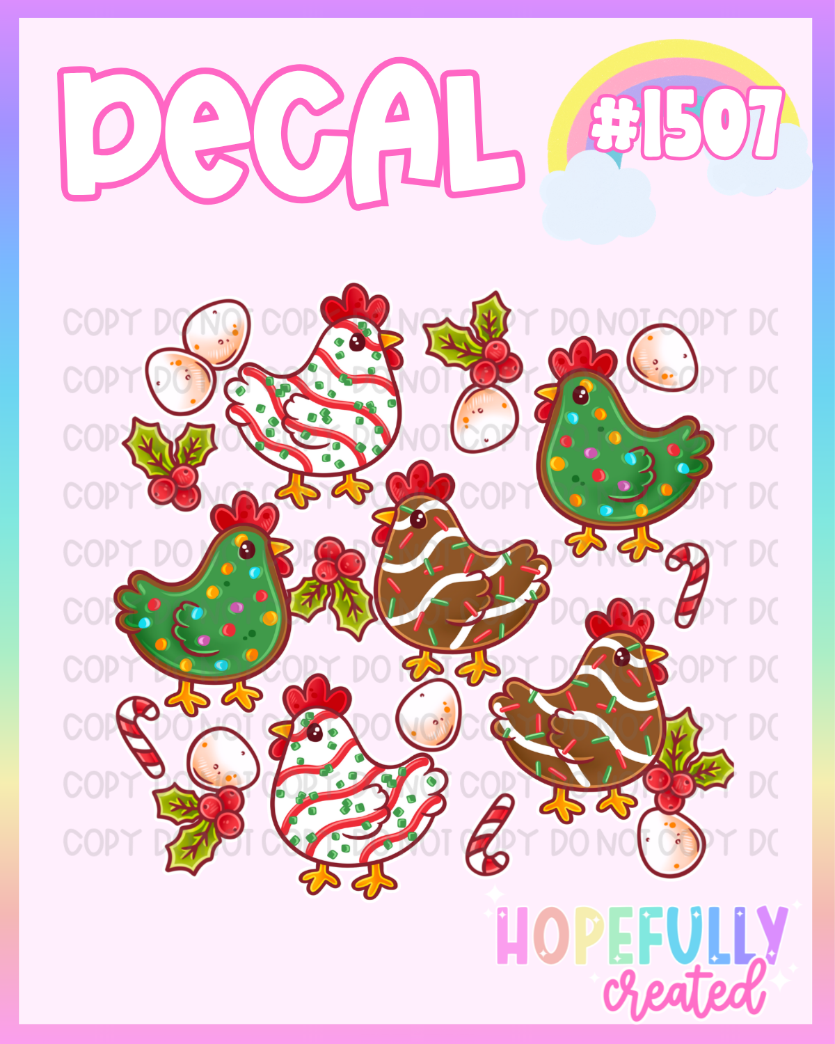 Christmas Chickens Decal-1507