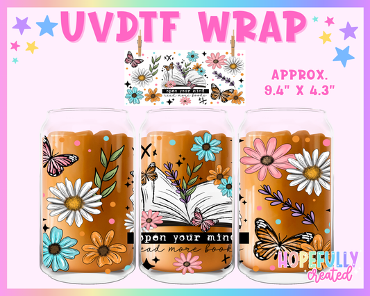Open your Mind UVDTF Glass Can Wrap