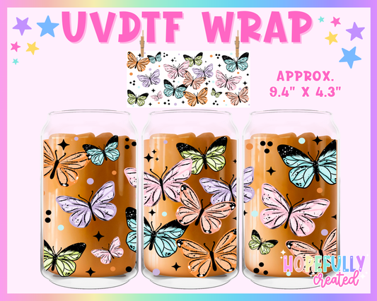 Butterflies UVDTF Glass Can Wrap