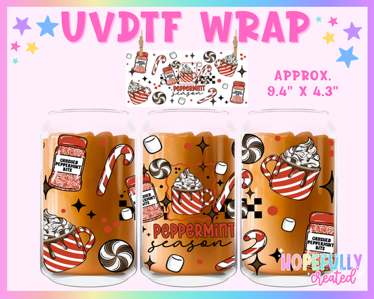 Peppermint Season UVDTF Glass Can Wrap