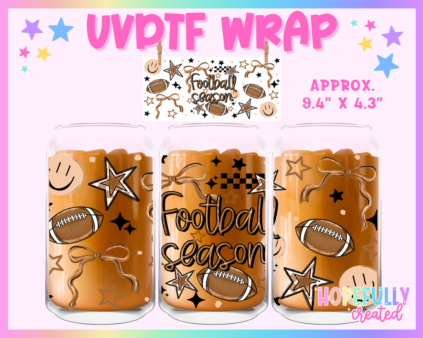 Football Season UVDTF Glass Can Wrap