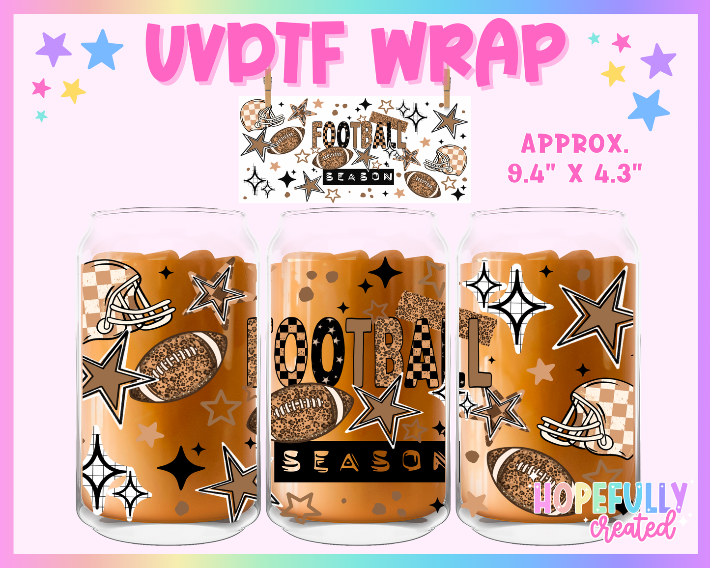 Football Season UVDTF Glass Can Wrap