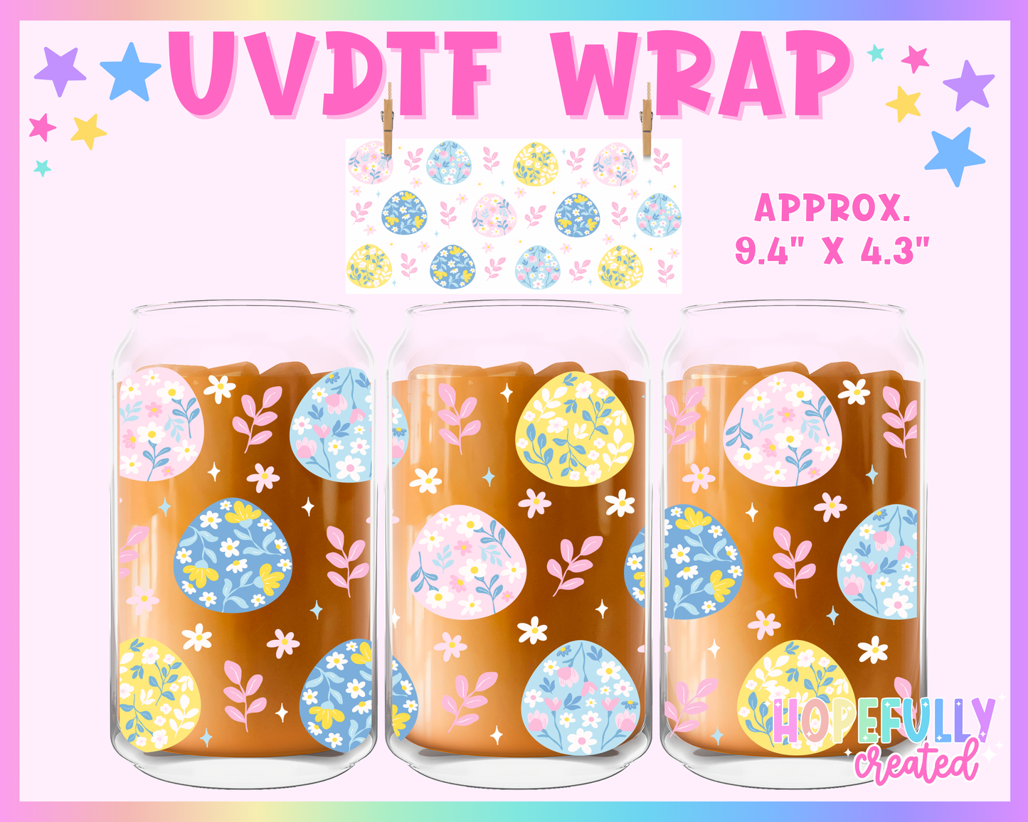 Easter Eggs UVDTF Glass Can Wrap