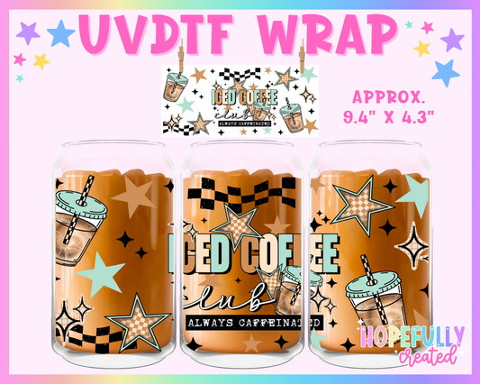 Iced Coffee Club UVDTF Glass Can Wrap