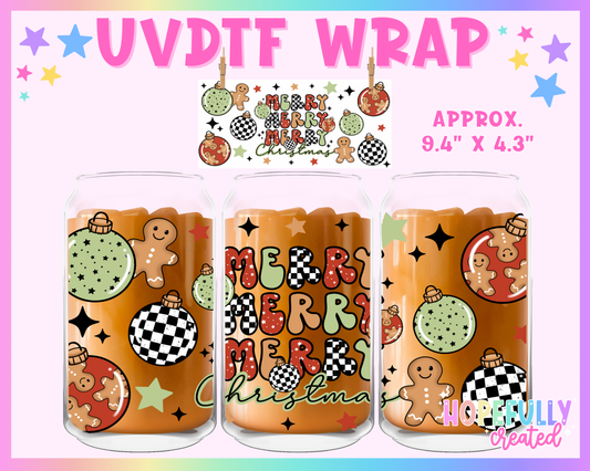 Merry Christmas (Red) UVDTF Glass Can Wrap