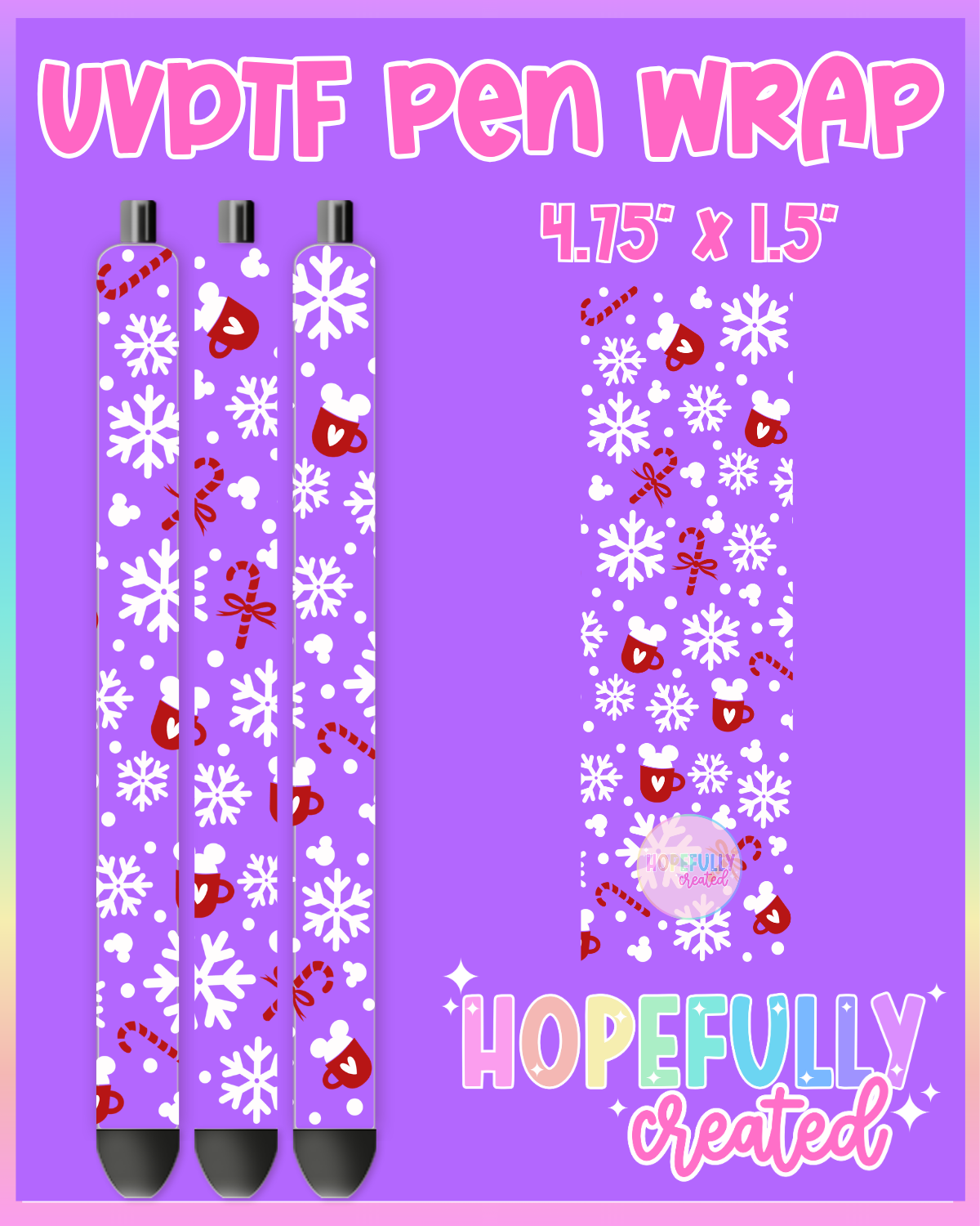 Mouse Snowflake UVDTF Pen Wrap