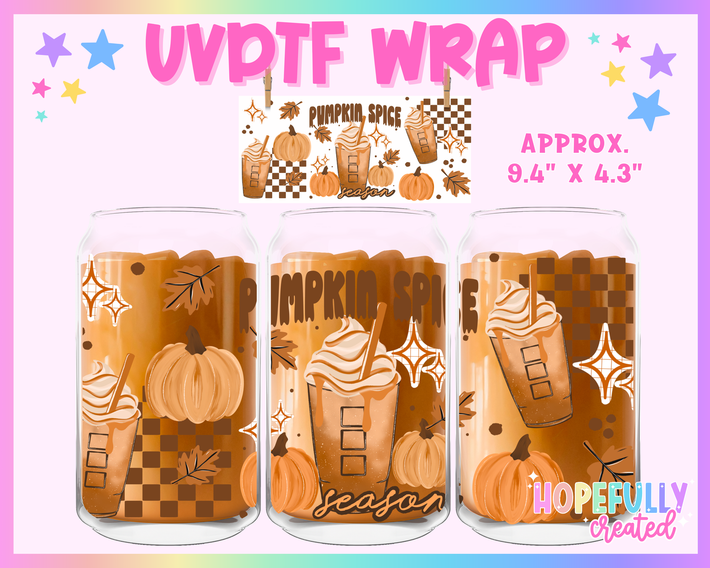 Pumpkin Spice UVDTF Glass Can Wrap