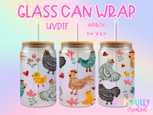 Chickens UVDTF Glass Can Wrap