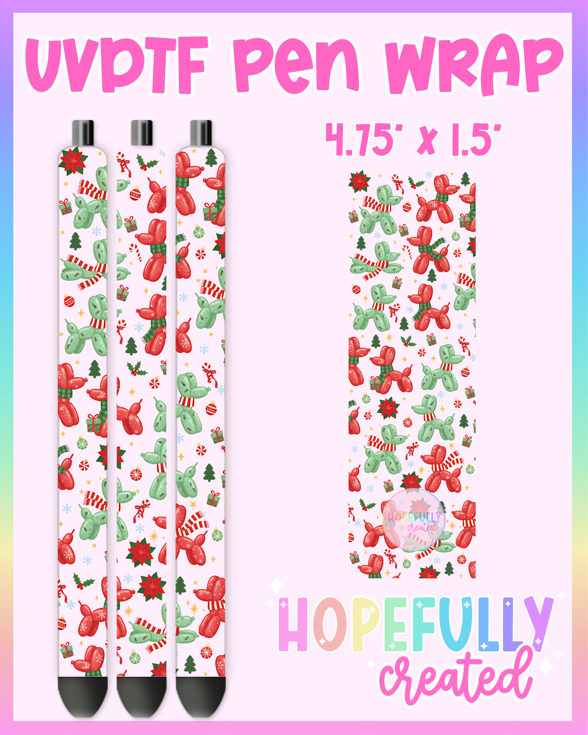 Christmas Balloon Dogs UVDTF Pen Wrap