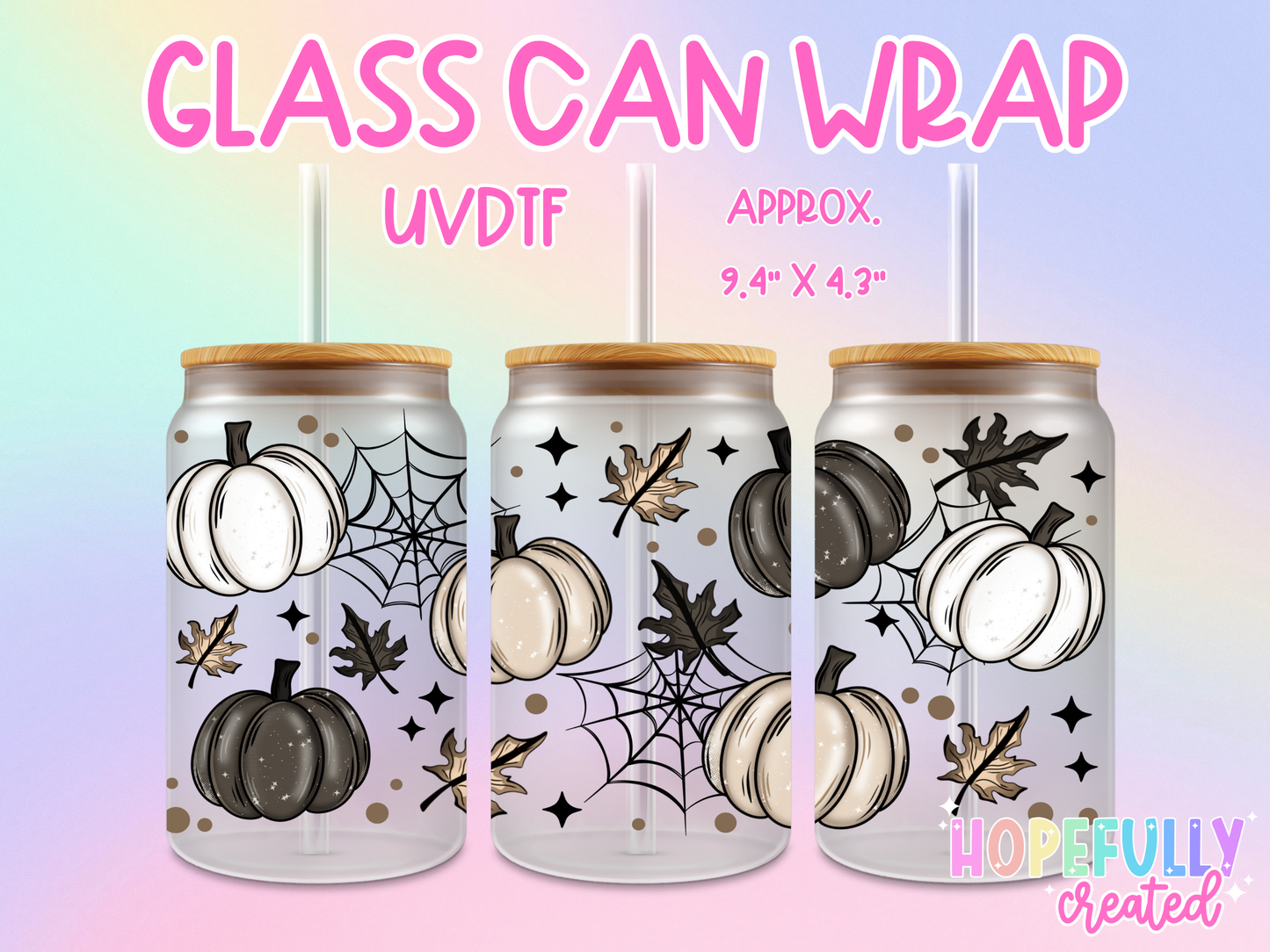 Pumpkins Neutral UVDTF Glass Can Wrap