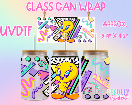 Tweety UVDTF Glass Can Wrap