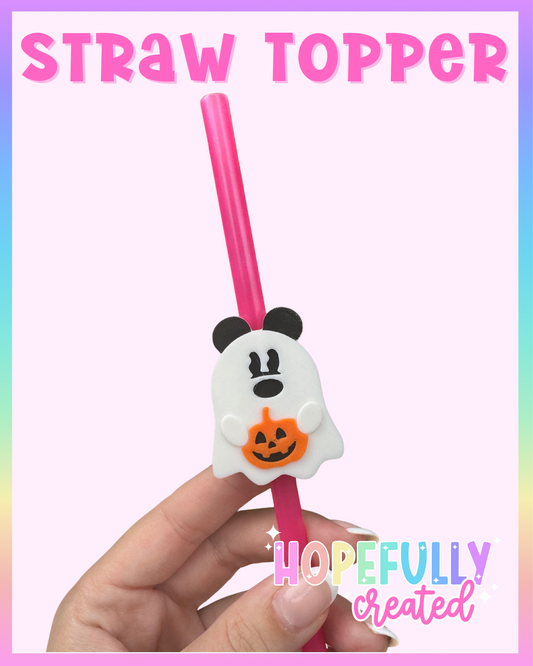 Mouse Ghost Orange Straw Topper