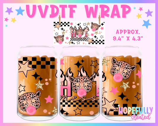 Hot Mess UVDTF Glass Can Wrap