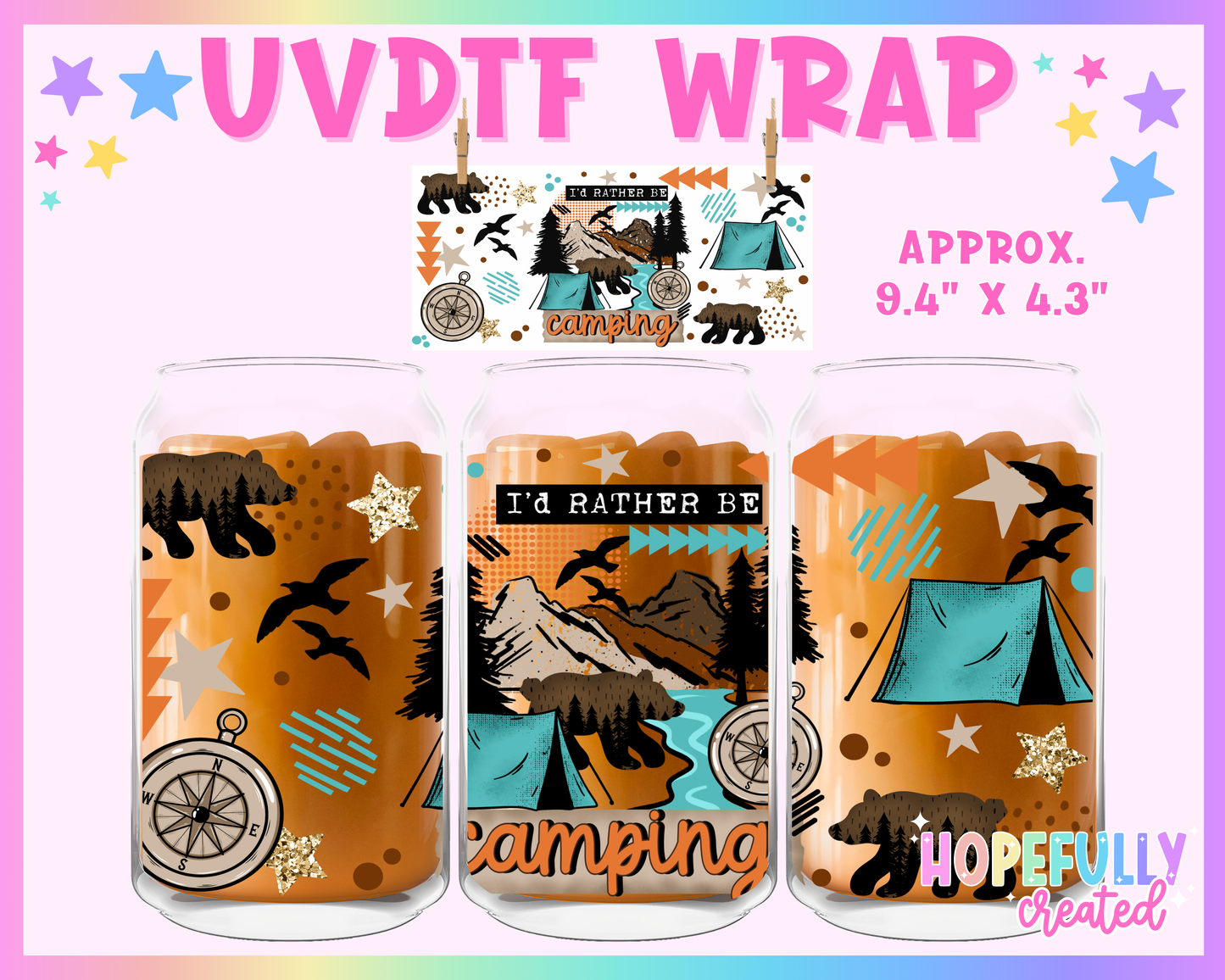 Camping UVDTF Glass Can Wrap