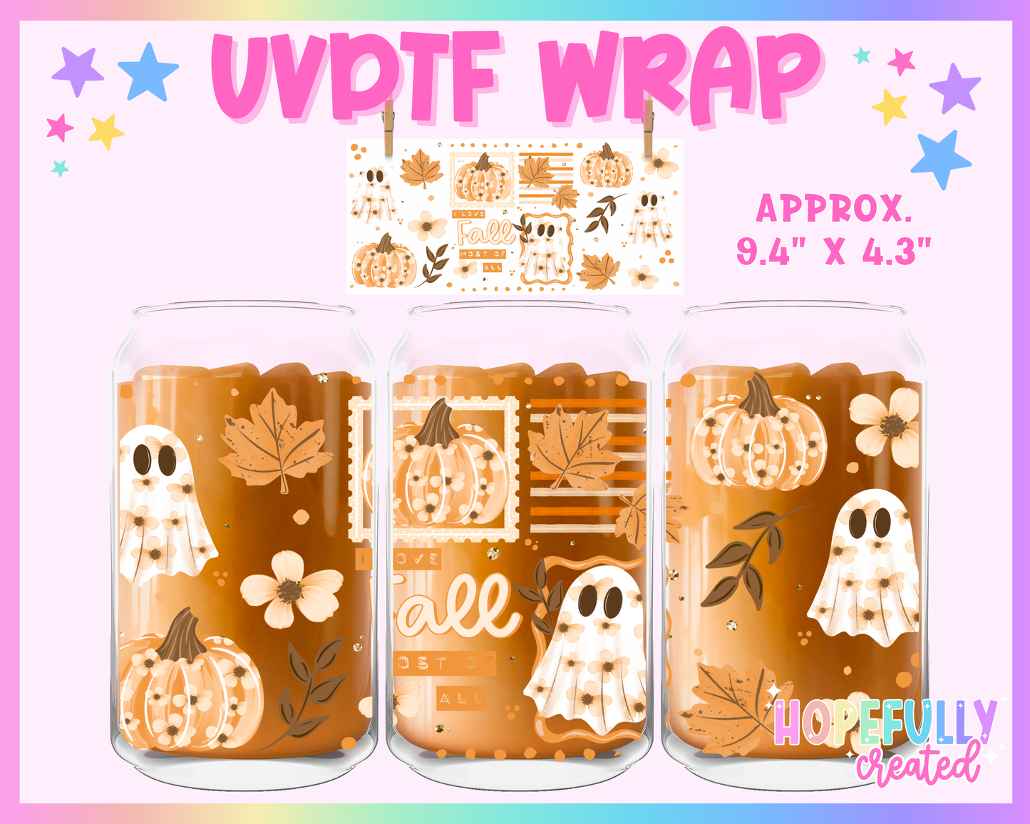 Fall Ghost UVDTF Glass Can Wrap