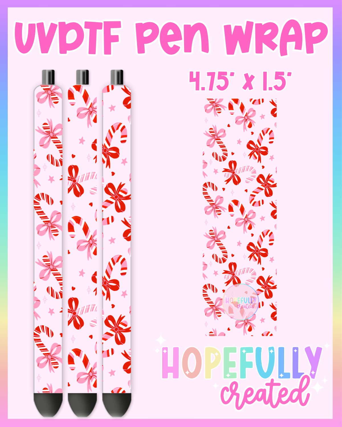 Pink & Red CandyCanes UVDTF Pen Wrap