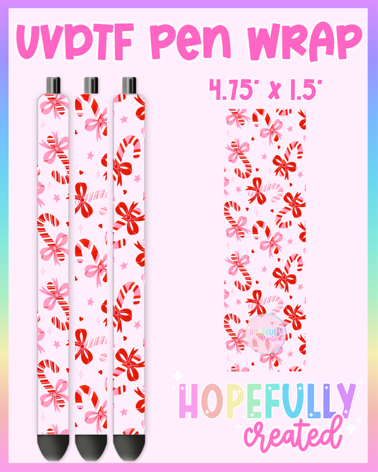 Pink & Red CandyCanes UVDTF Pen Wrap