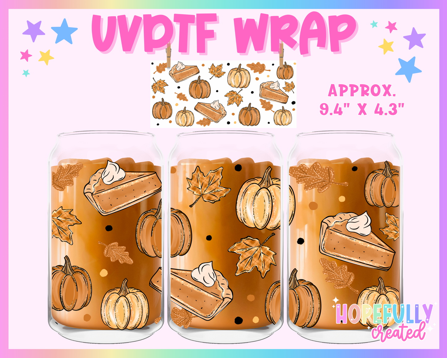 Pie and Pumpkins UVDTF Glass Can Wrap