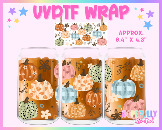 Pattern Pumpkins UVDTF Glass Can Wrap