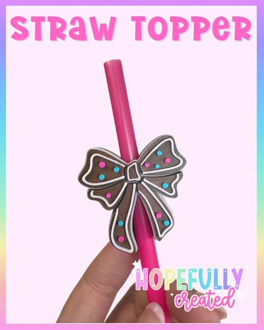 Gingerbread Bow Straw Topper