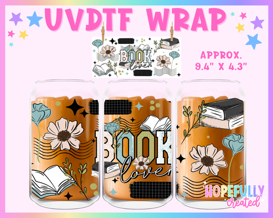 Book Lover UVDTF Glass Can Wrap