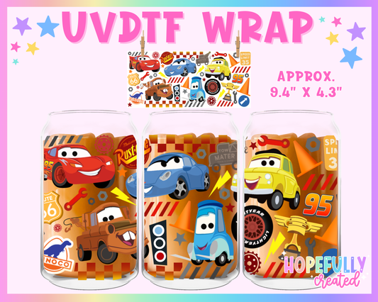 Cars UVDTF Glass Can Wrap