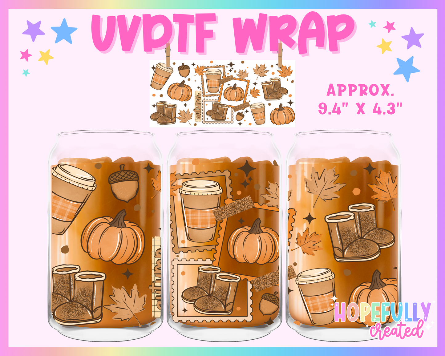 Fall Pumpkins UVDTF Glass Can Wrap