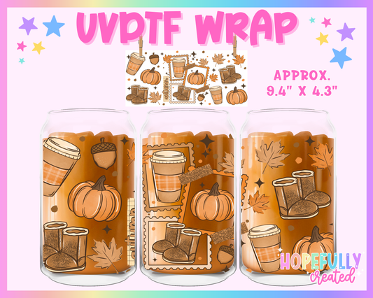 Fall Pumpkins UVDTF Glass Can Wrap