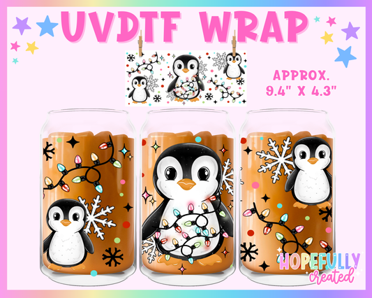 Christmas Penguin UVDTF Glass Can Wrap