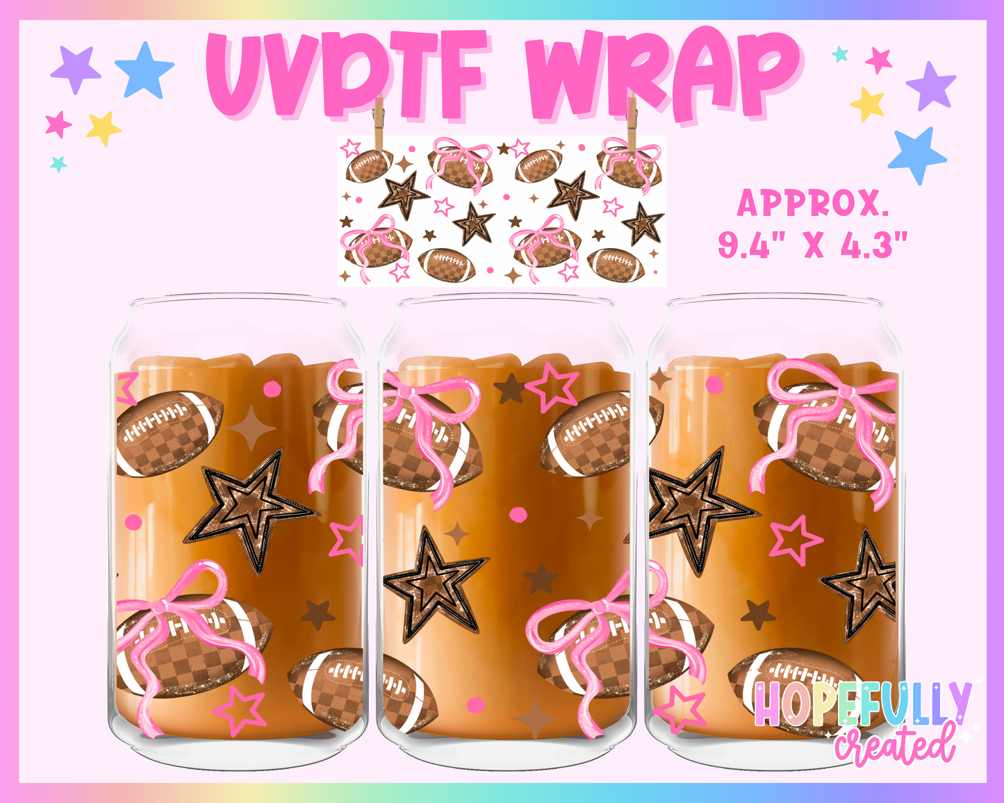 Football UVDTF Glass Can Wrap