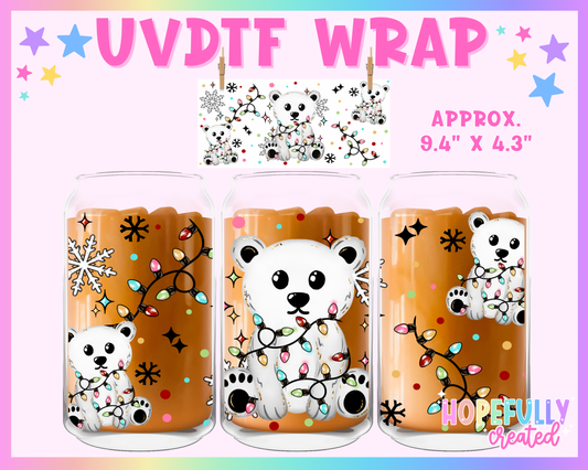 Christmas Bear UVDTF Glass Can Wrap