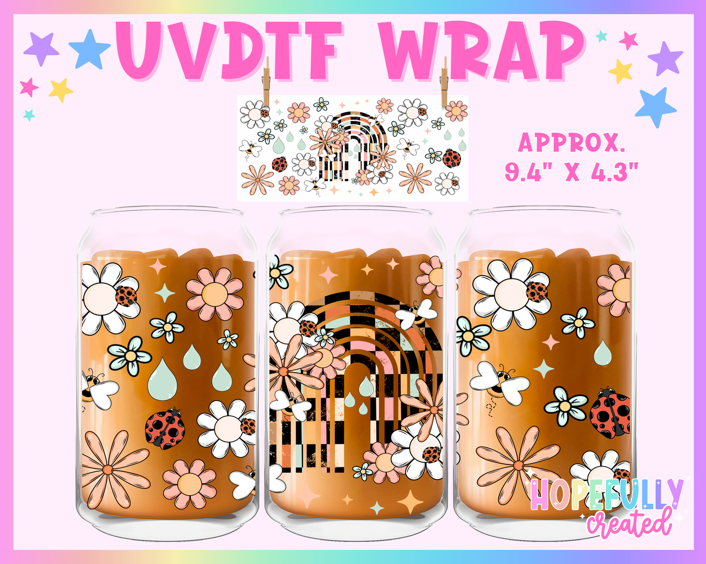 Rainbow UVDTF Glass Can Wrap
